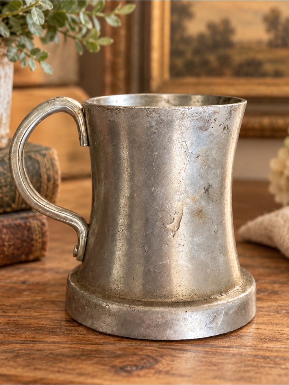 Vintage Miniature Pewter Tankard Mug - Silver Finish